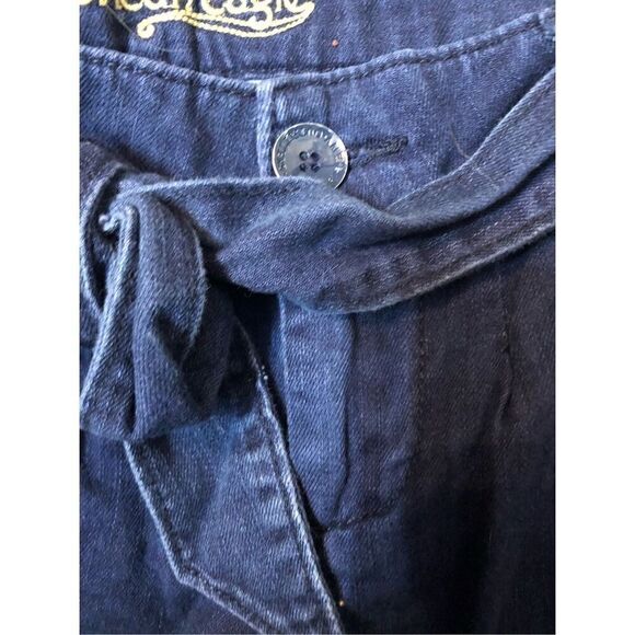 American Eagle blue denim cotton belted cuffed shorts with side pockets size 2 - Picture 11 of 11